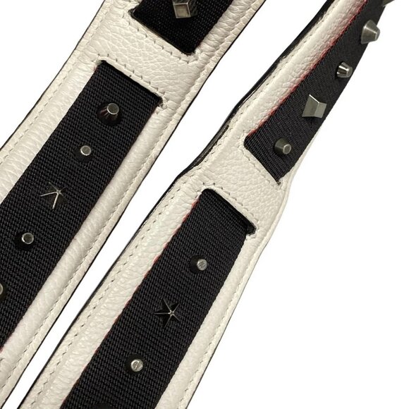 Auth CHRISTIAN LOUBOUTIN Buckle Ruby Navy Cream Red Velour Leather Backpack - Picture 13 of 16